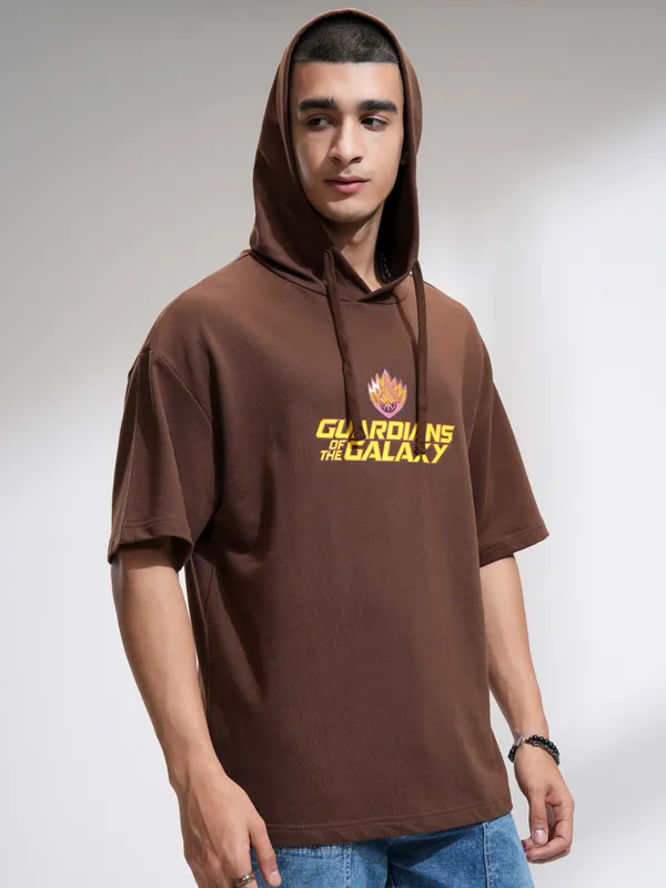 Marvel By Highlander Men Brown Guardians Of The Galaxy Hooded Pullover Sweatshirt