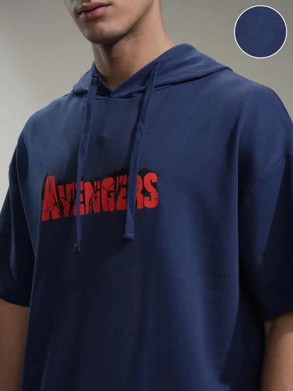 Marvel By Highlander Men Navy Blue Avengers Hoodie Sweatshirt