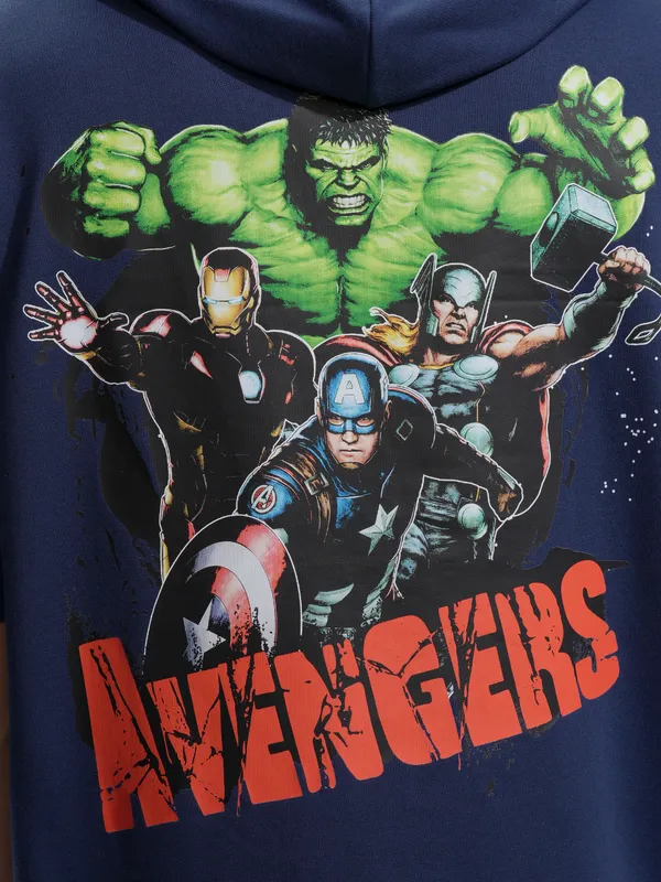 Marvel By Highlander Men Navy Blue Avengers Hoodie Sweatshirt