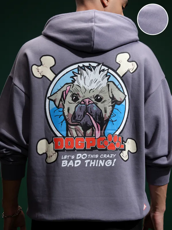 Marvel By Highlander Men Purple Deadpool Hooded Pullover Sweatshirt