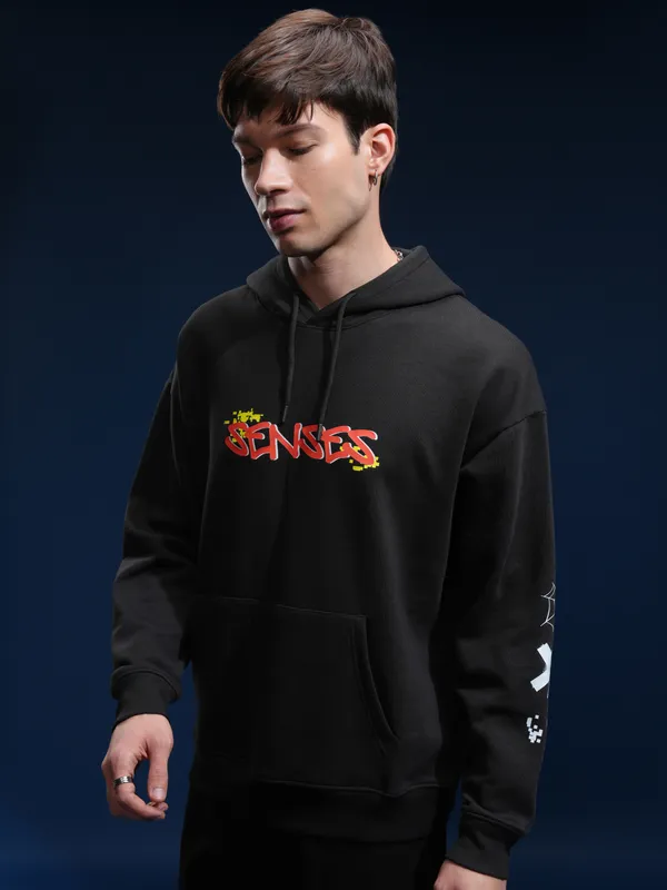 Marvel By Highlander Men Black Spider-Man Hooded Pullover Sweatshirt