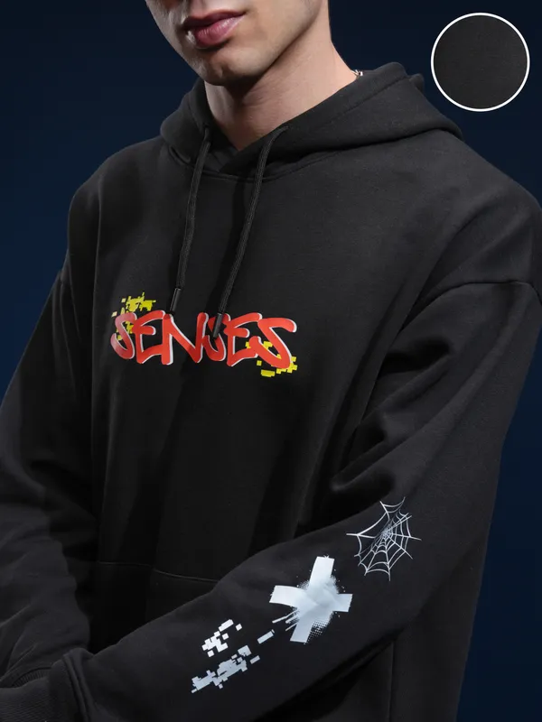 Marvel By Highlander Men Black Spider-Man Hooded Pullover Sweatshirt