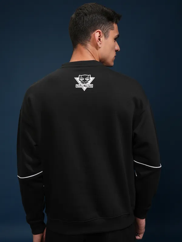 Black Panther Men Printed Oversized Fit Sweatshirt