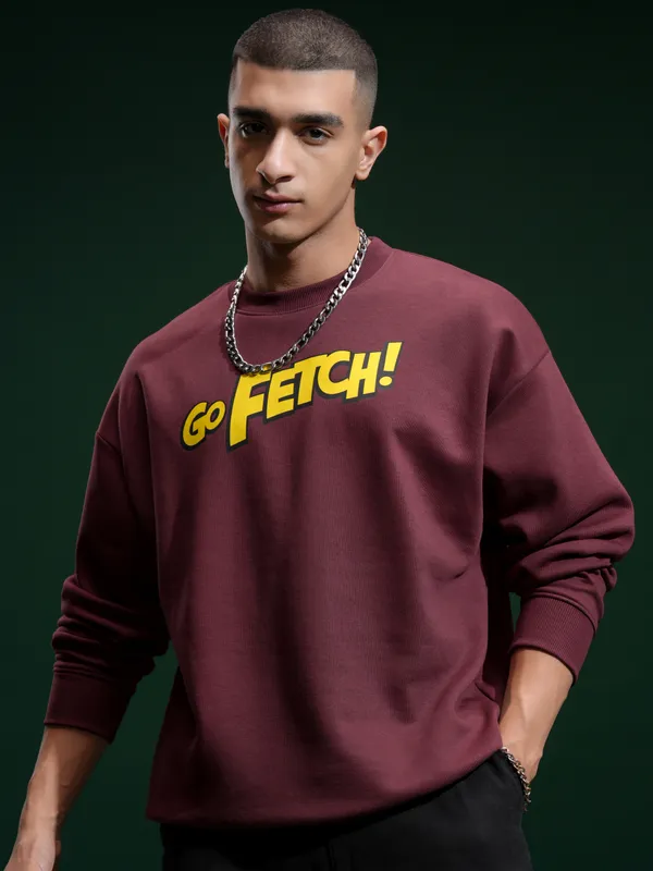 Marvel By Highlander Men Maroon Deadpool Round Neck Pullover Sweatshirt