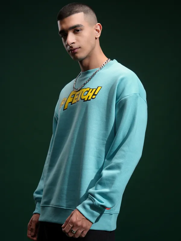 Marvel By Highlander Men Blue Deadpool Round Neck Pullover Sweatshirt