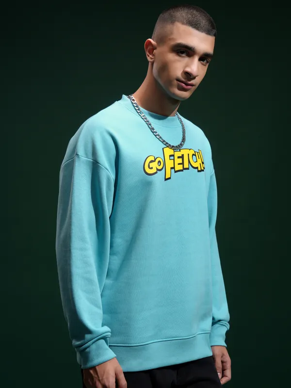 Marvel By Highlander Men Blue Deadpool Round Neck Pullover Sweatshirt