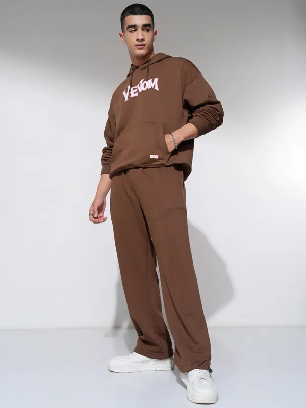 Marvel By Highlander Men Brown Venom Hooded Pullover Sweatshirt