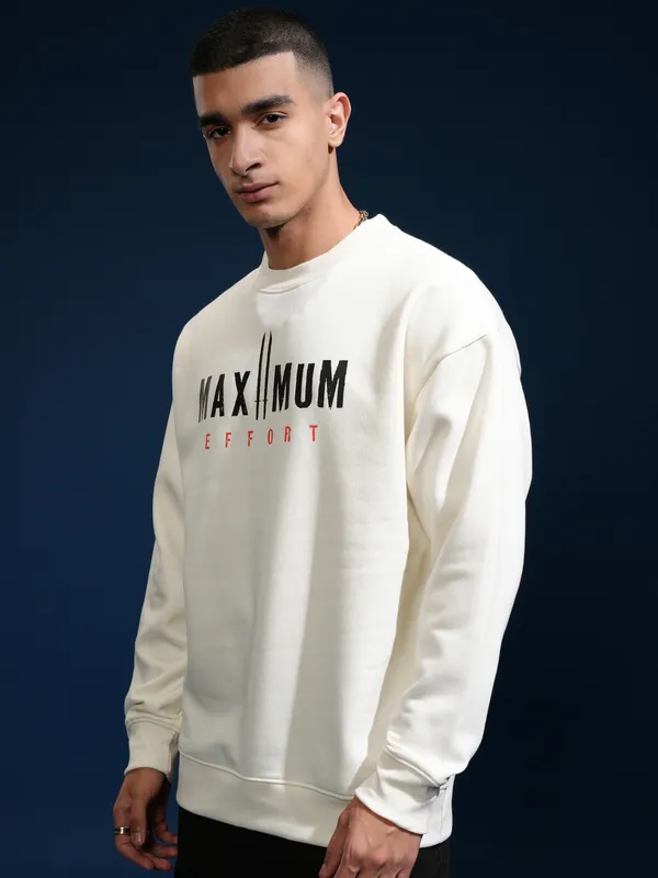 Marvel By Highlander Men White Deadpool Round Neck Pullover Sweatshirt