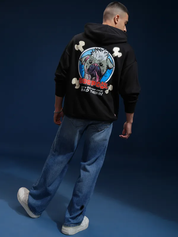 Marvel By Highlander Men Black Dogpool Hooded Pullover Sweatshirt