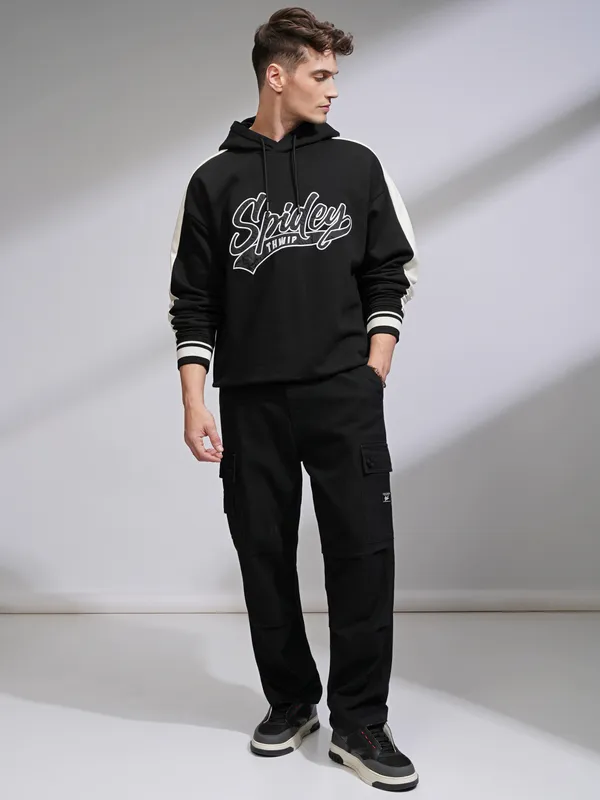 Marvel By Highlander Men Black Spider-Man Hooded Pullover Sweatshirt