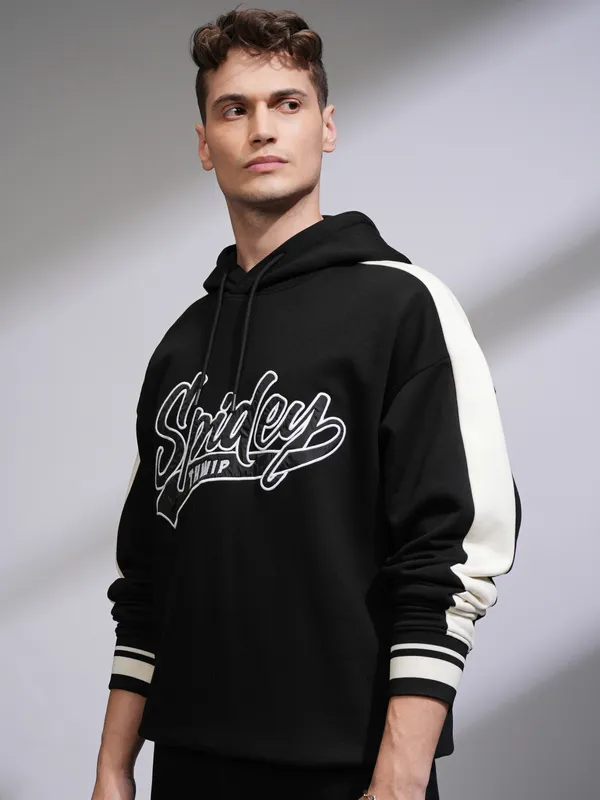 Marvel By Highlander Men Black Spider-Man Hooded Pullover Sweatshirt