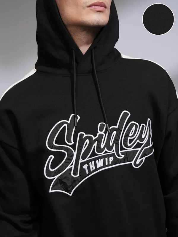 Marvel By Highlander Men Black Spider-Man Hooded Pullover Sweatshirt