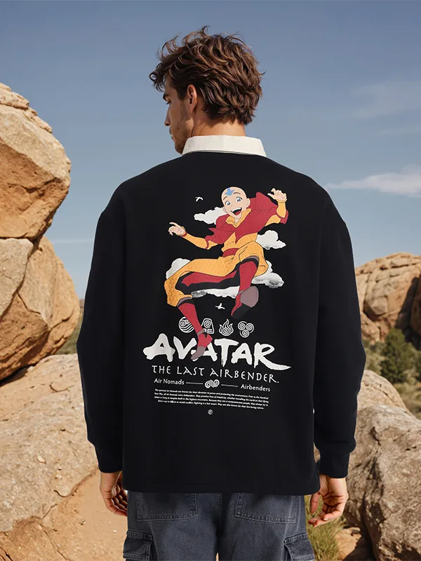 Highlander Men Black Avatar Shirt Collar Pullover Sweatshirt