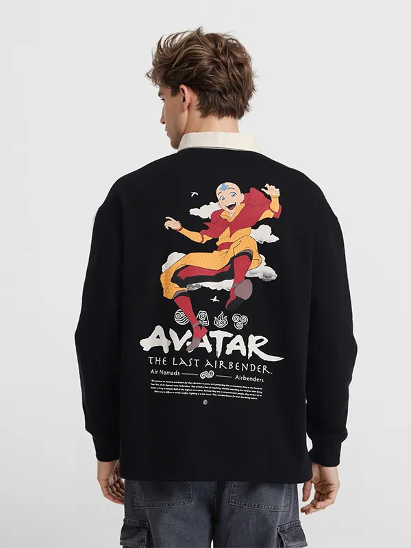 Highlander Men Black Avatar Shirt Collar Pullover Sweatshirt