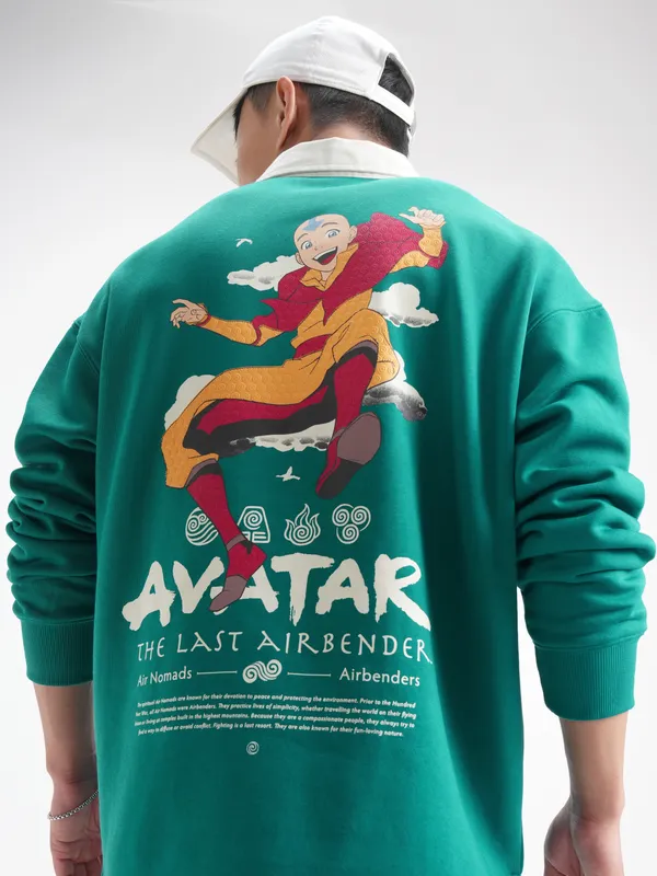 Highlander Men Green Avatar Shirt Collar Pullover Sweatshirt