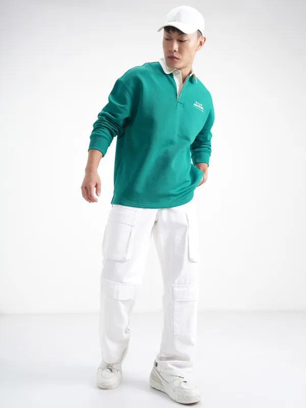 Highlander Men Green Avatar Shirt Collar Pullover Sweatshirt