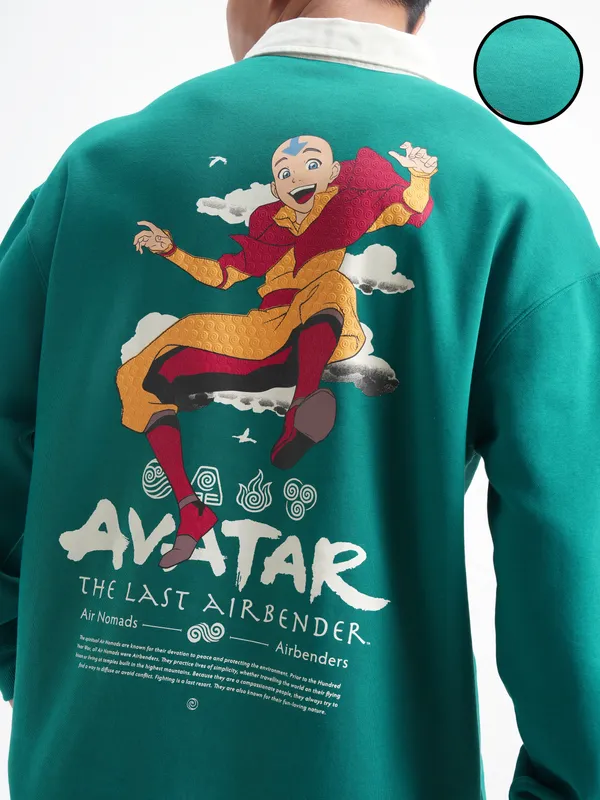 Highlander Men Green Avatar Shirt Collar Pullover Sweatshirt