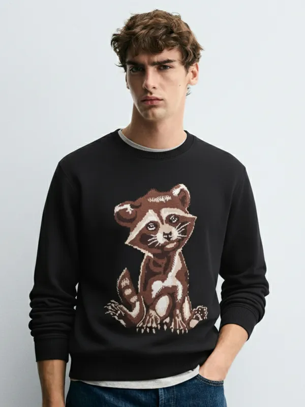 Rocket Men Self Design Sweater