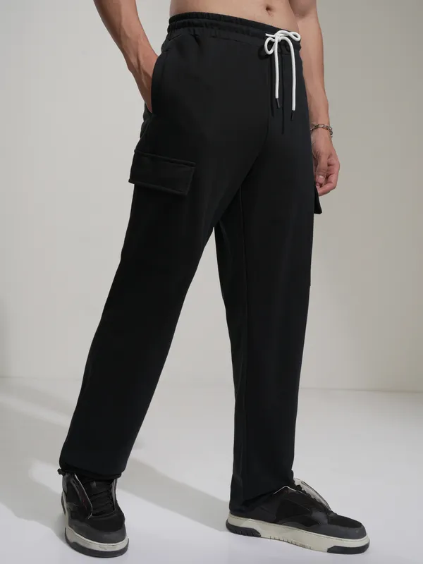 Marvel By Highlander Men Black Thor Slim Fit Solid Cargos