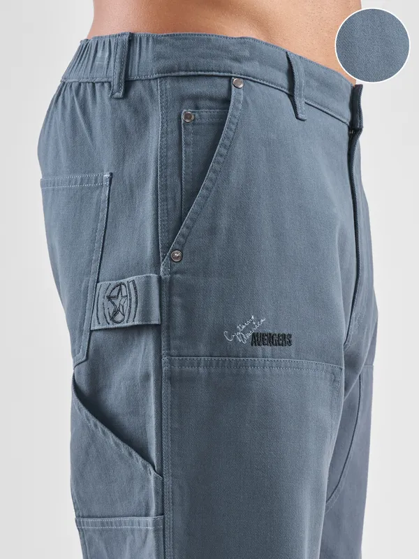 Marvel By Highlander Men Blue Avengers Straight Fit Solid Regular Trouser