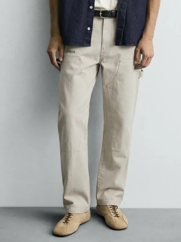 Marvel By Highlander Men Beige Avengers Baggy Fit Solid Cargos