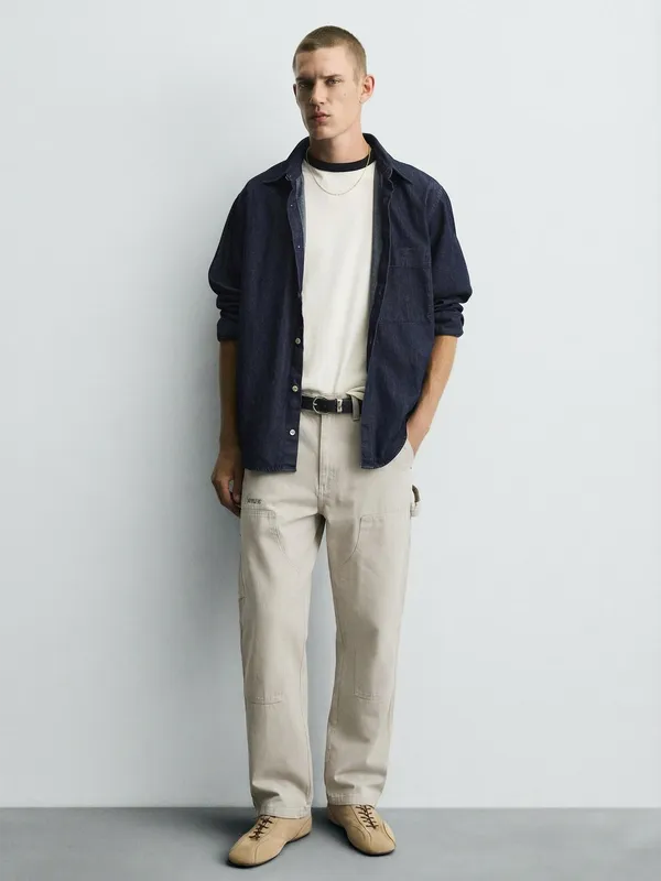 Marvel By Highlander Men Beige Avengers Baggy Fit Solid Cargos