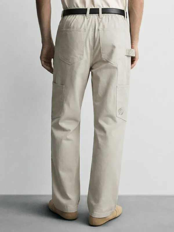 Marvel By Highlander Men Beige Avengers Baggy Fit Solid Cargos