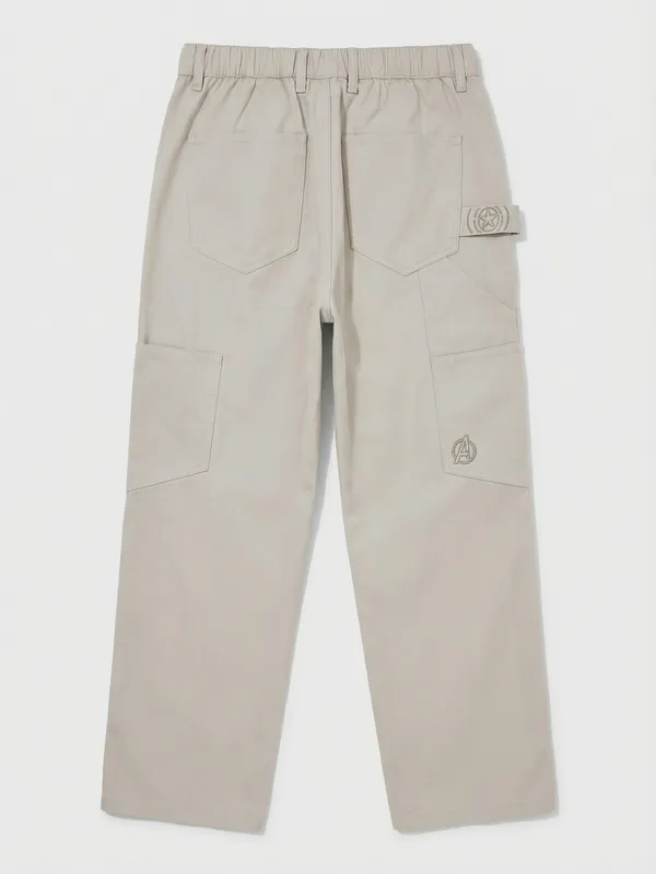 Marvel By Highlander Men Beige Avengers Baggy Fit Solid Cargos