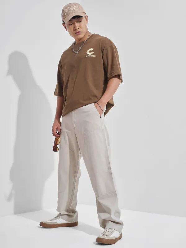 Marvel By Highlander Men Beige Avengers Baggy Fit Solid Cargos