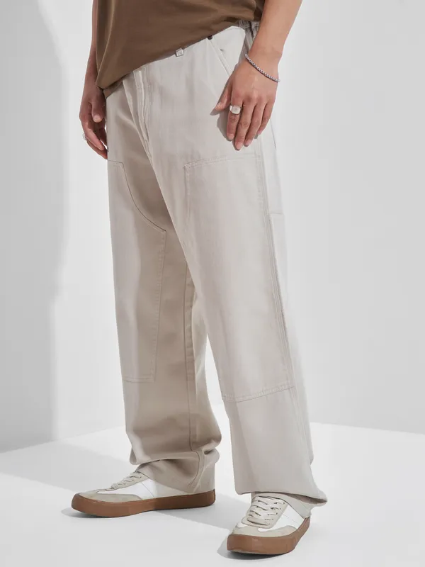 Marvel By Highlander Men Beige Avengers Baggy Fit Solid Cargos