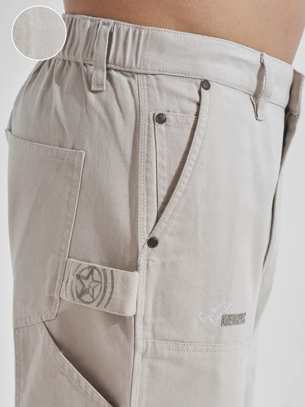 Marvel By Highlander Men Beige Avengers Baggy Fit Solid Cargos