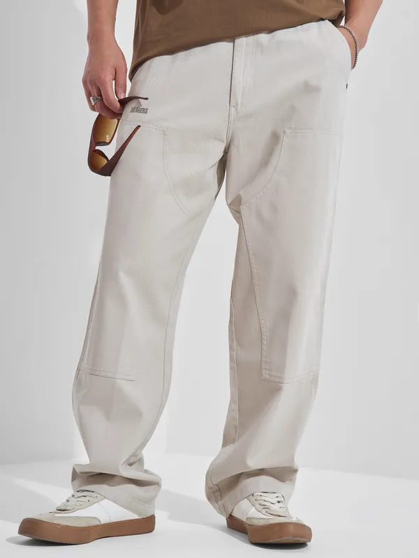 Marvel By Highlander Men Beige Avengers Baggy Fit Solid Cargos