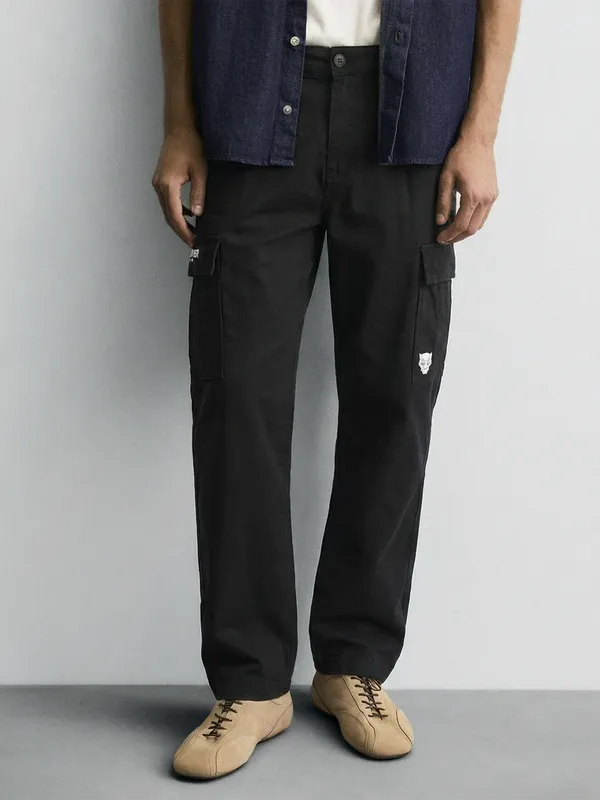 Marvel By Highlander Men Black Black Panther Loose Fit Solid Cargos