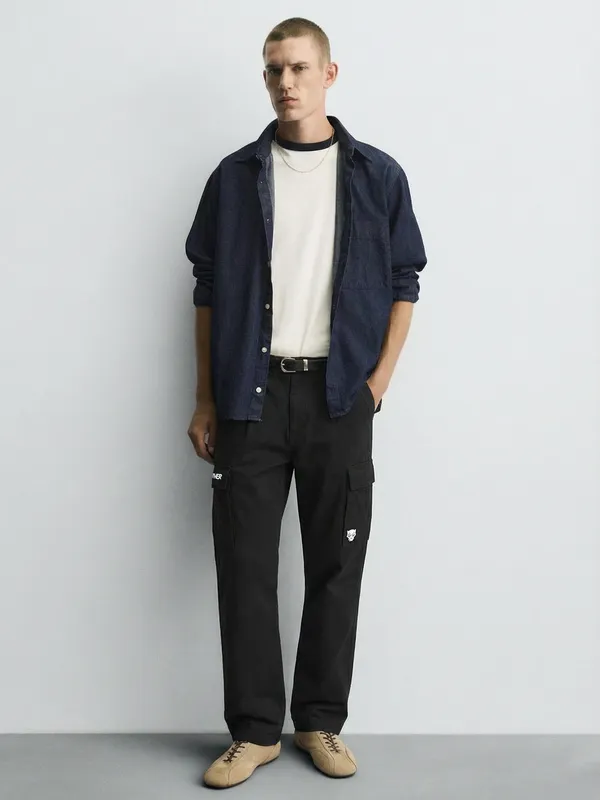 Marvel By Highlander Men Black Black Panther Loose Fit Solid Cargos