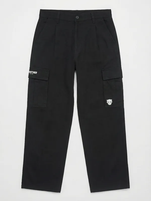 Marvel By Highlander Men Black Black Panther Loose Fit Solid Cargos