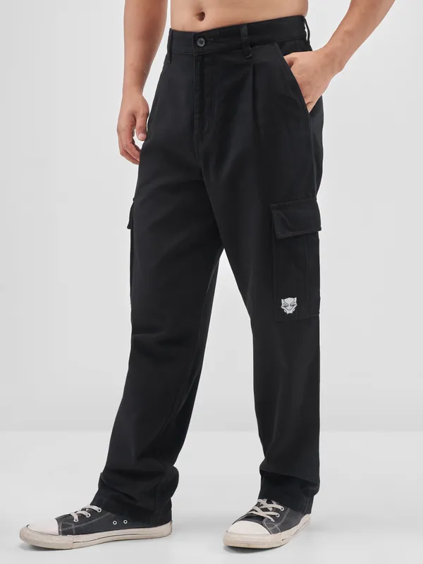 Marvel By Highlander Men Black Black Panther Loose Fit Solid Cargos