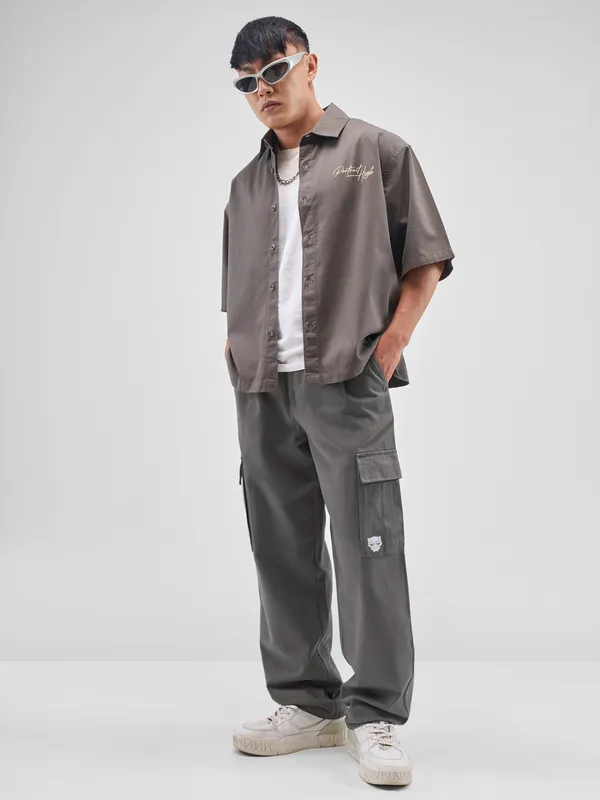 Marvel By Highlander Men Grey Black Panther Loose Fit Solid Cargos