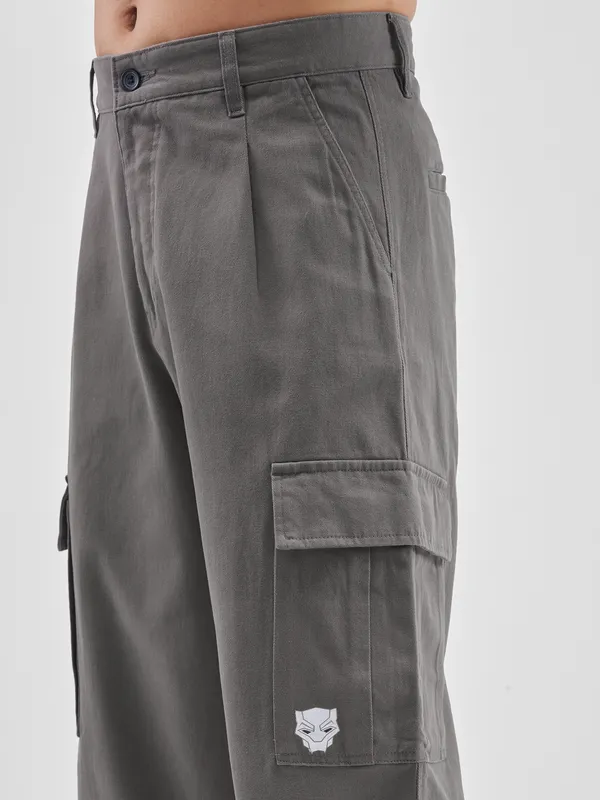 Marvel By Highlander Men Grey Black Panther Loose Fit Solid Cargos