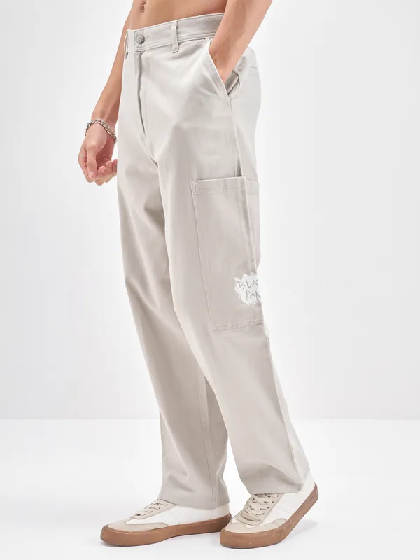 Marvel By Highlander Men Grey Black Panther Relaxed Fit Solid Cargos