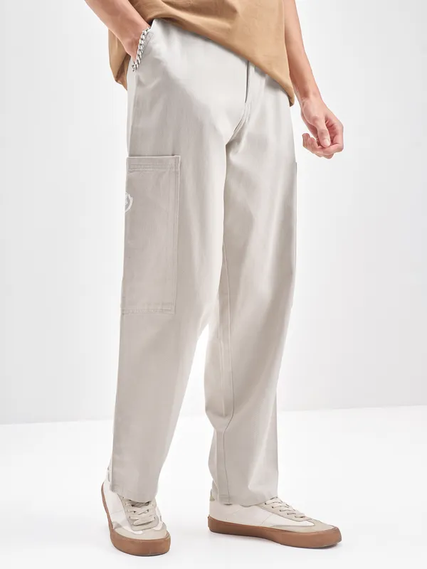 Marvel By Highlander Men Grey Black Panther Relaxed Fit Solid Cargos