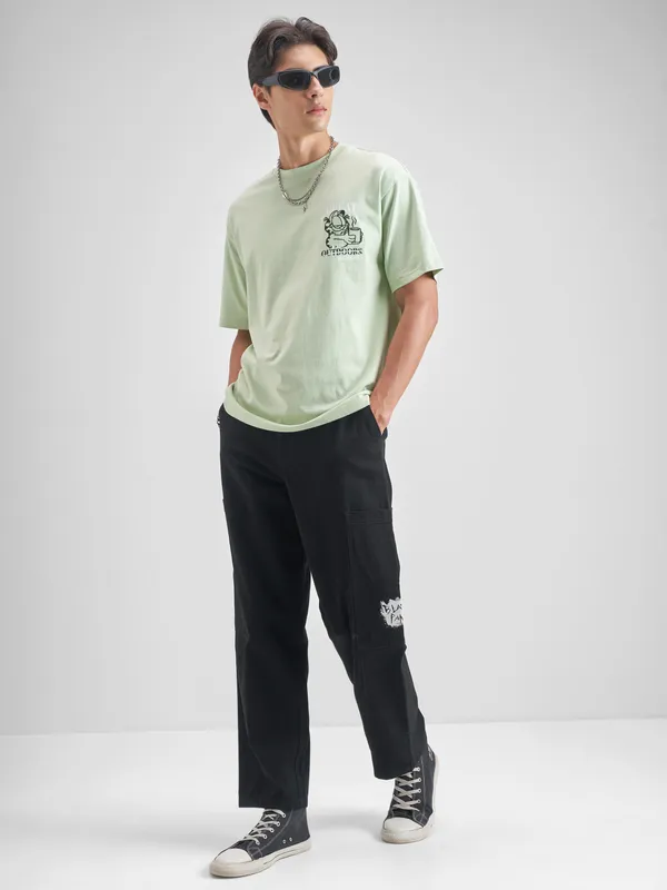 Marvel By Highlander Men Black Black Panther Relaxed Fit Solid Cargos