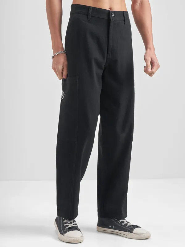 Marvel By Highlander Men Black Black Panther Relaxed Fit Solid Cargos