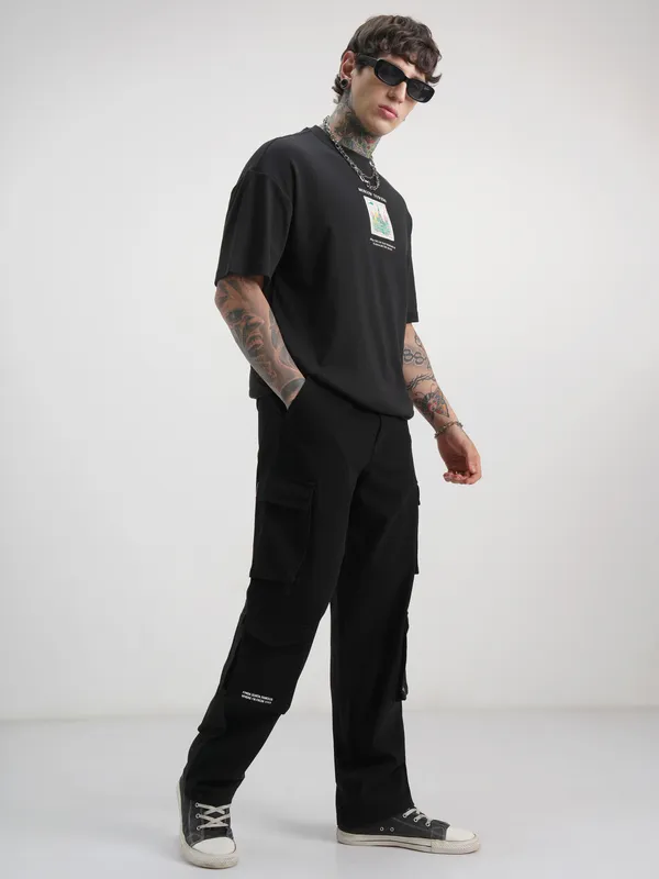 Marvel By Highlander Men Black Iron Man Loose Fit Printed Regular Trouser