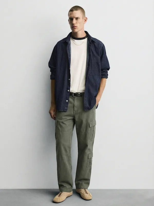 Marvel By Highlander Men Olive Iron Man Straight Fit Solid Cargos