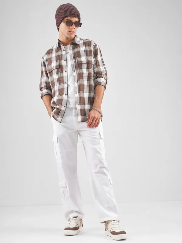 Marvel By Highlander Men White Iron Man Straight Fit Solid Cargos