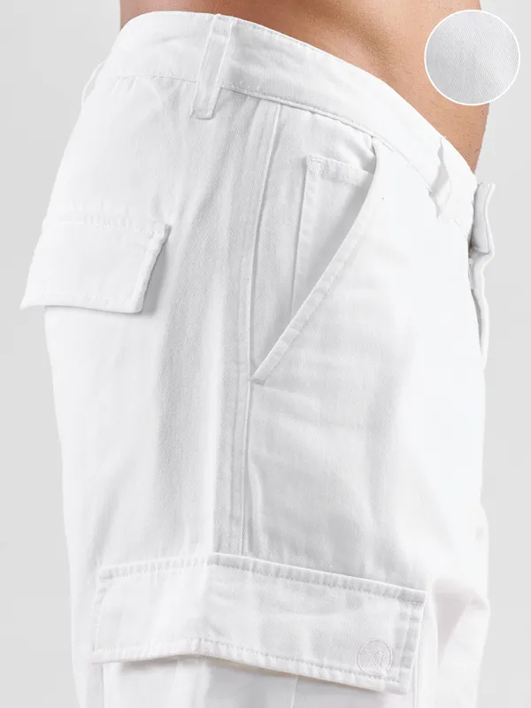 Marvel By Highlander Men White Iron Man Straight Fit Solid Cargos