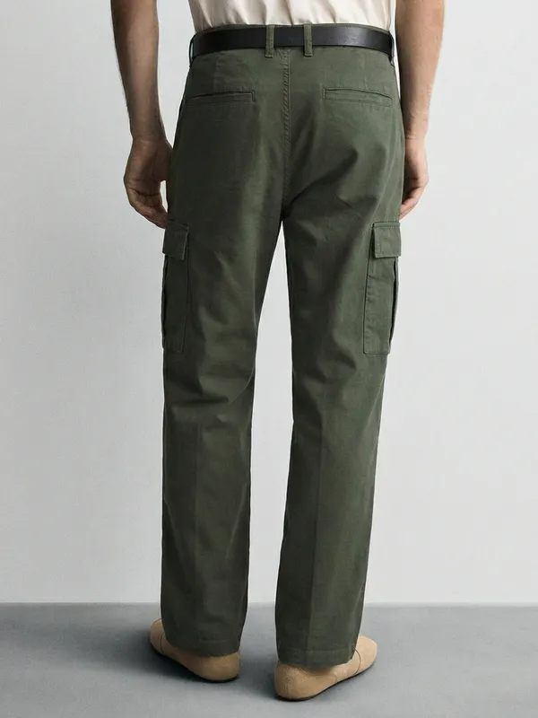 Marvel By Highlander Men Olive Iron Man Straight Fit Solid Cargos