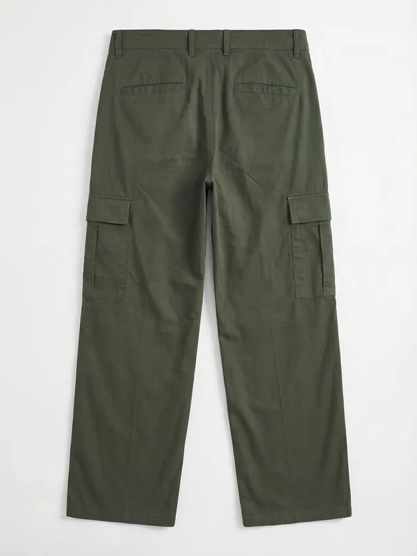 Marvel By Highlander Men Olive Iron Man Straight Fit Solid Cargos