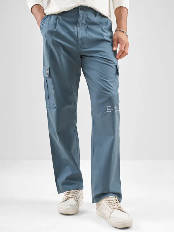 Marvel By Highlander Men Blue Iron Man Straight Fit Solid Cargos