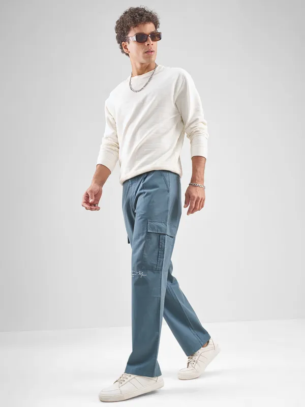 Marvel By Highlander Men Blue Iron Man Straight Fit Solid Cargos